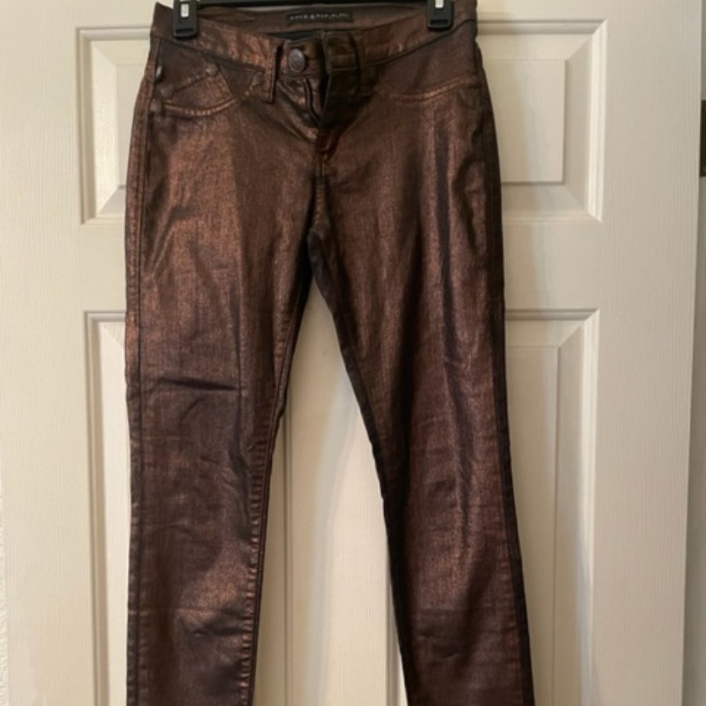 Rock & Republic Kashmiere Sz 2M Bronze Copper Cotton Polyester Spandex Pants